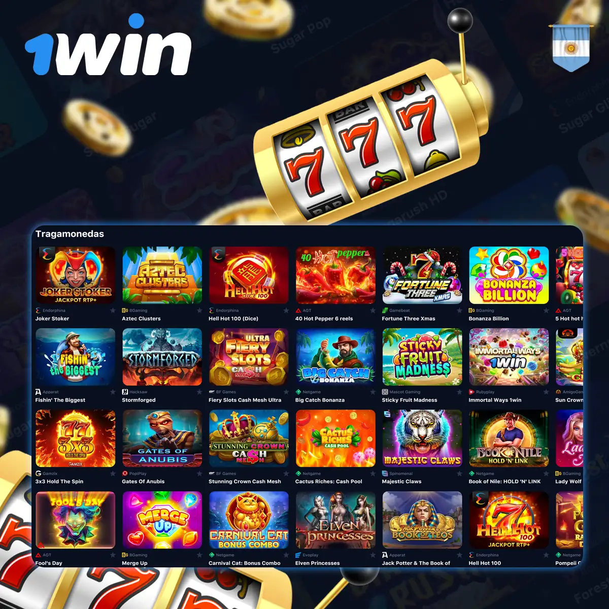 1Win Argentina Slots - la mejor selección de máquinas tragaperras online