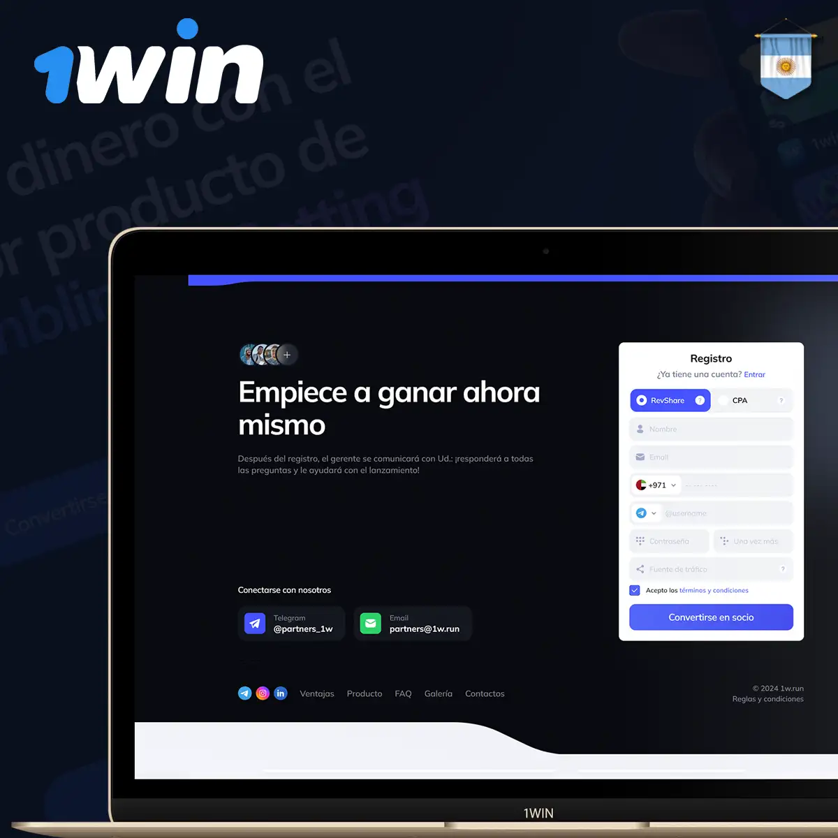 Cómo hacerse socio de 1win Partners