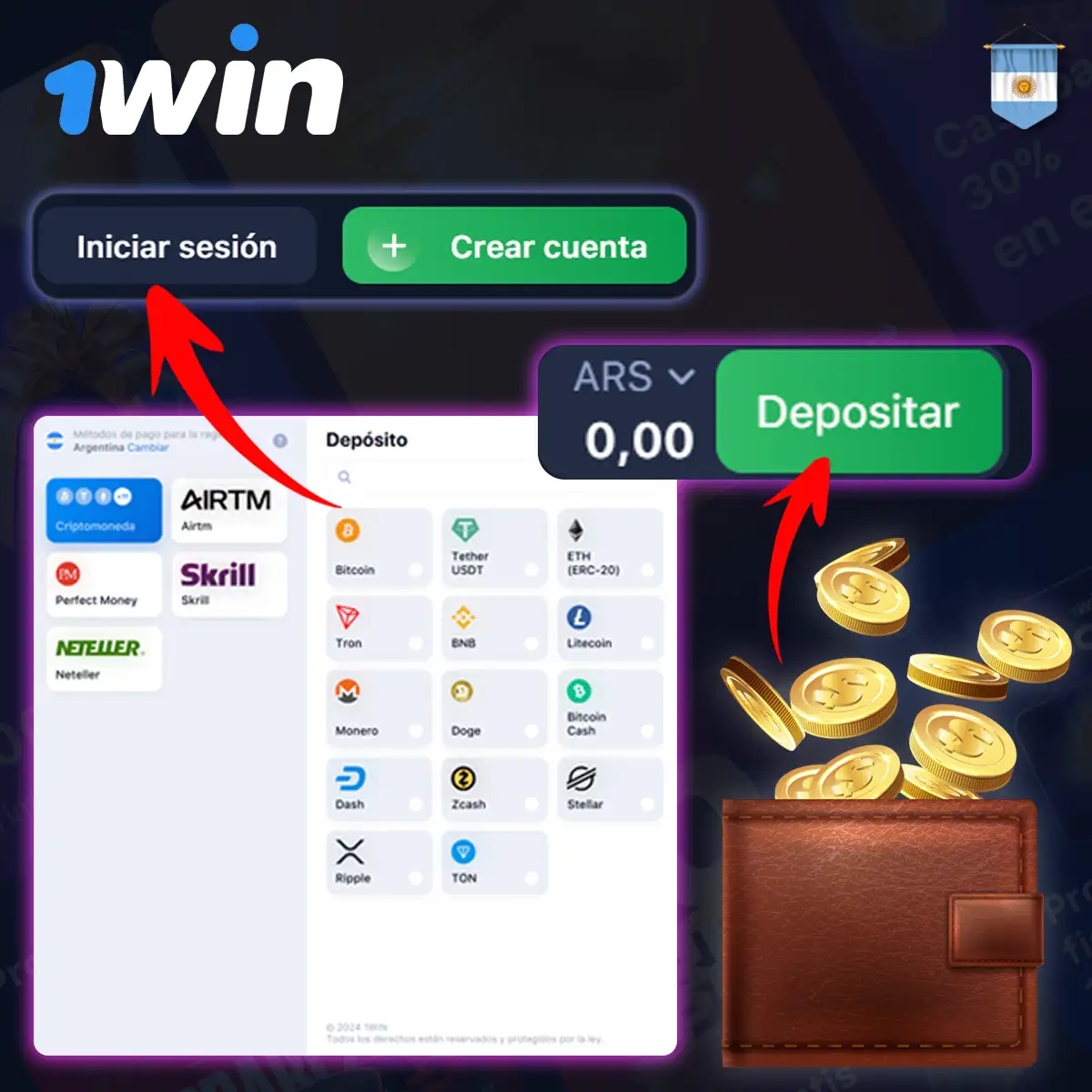 Cómo recargar su cuenta en 1Win