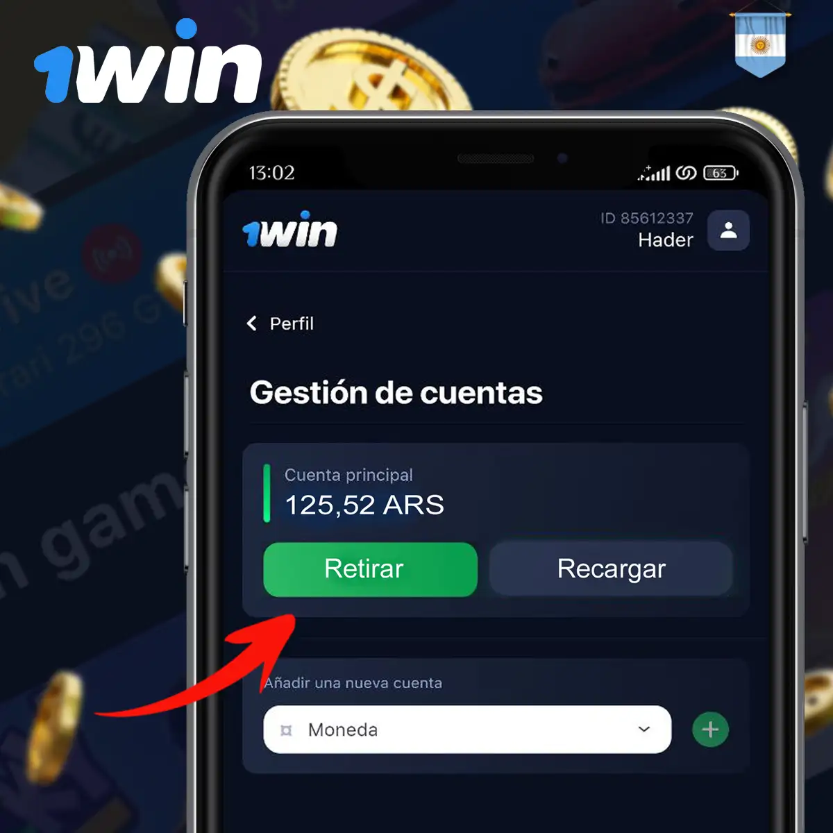 Cómo retirar dinero a través de la aplicación 1win