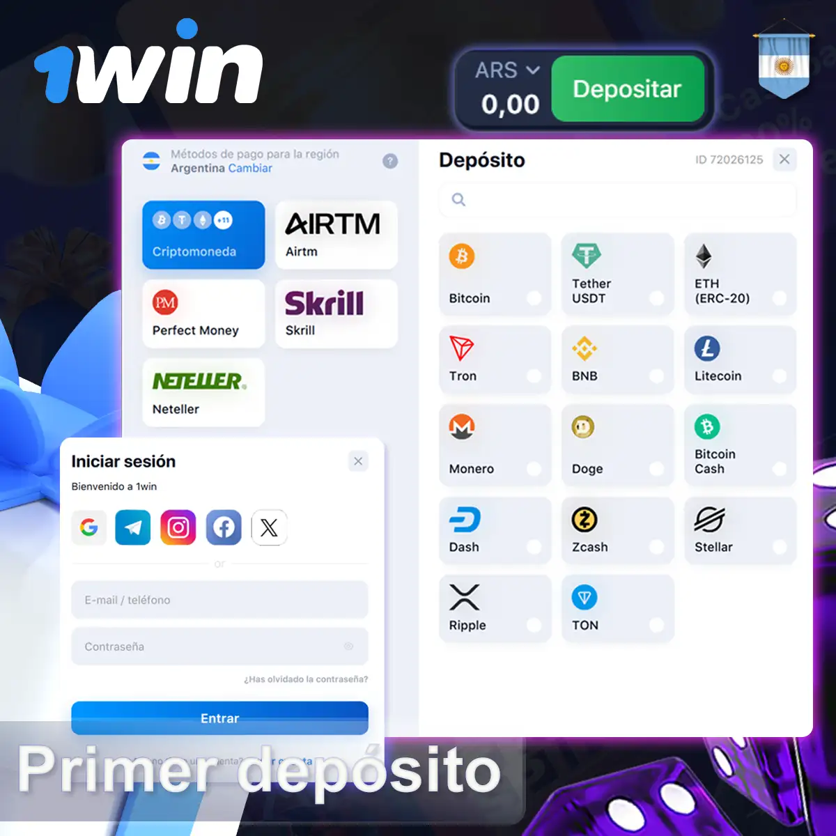 Cómo realizar su primer depósito en 1Win