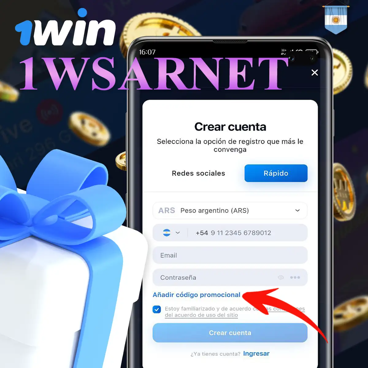 Cómo conseguir los bonos disponibles en la app 1win