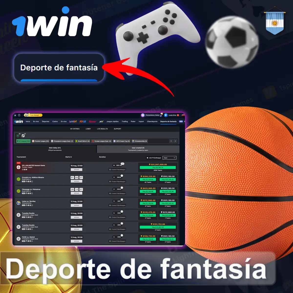 Deportes fantásticos en 1win