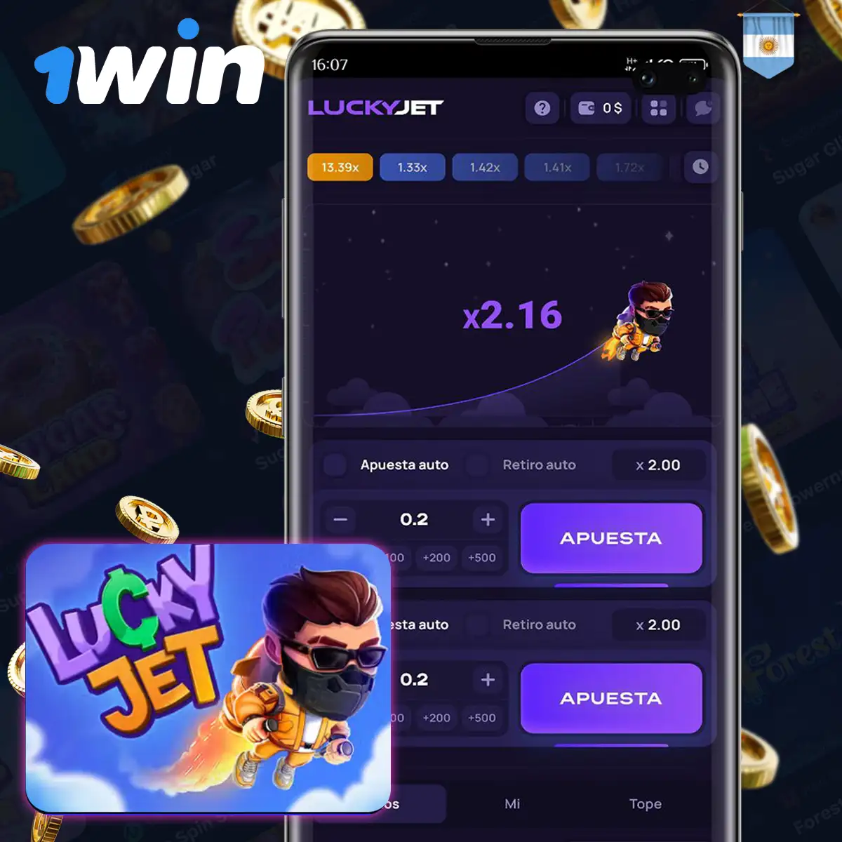 Juego Lucky Jet en 1Win Argentina