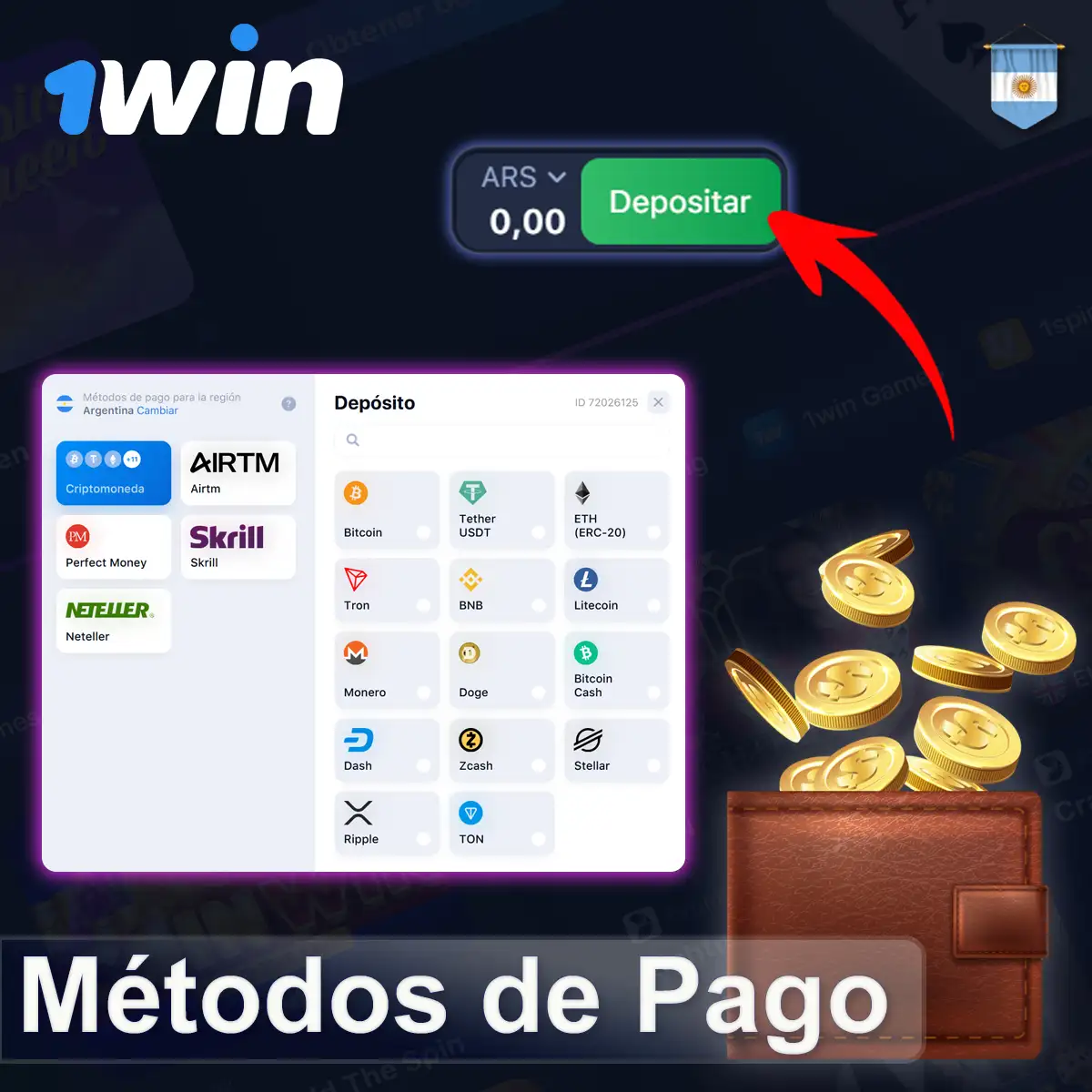 Formas de pago en 1win Argentina