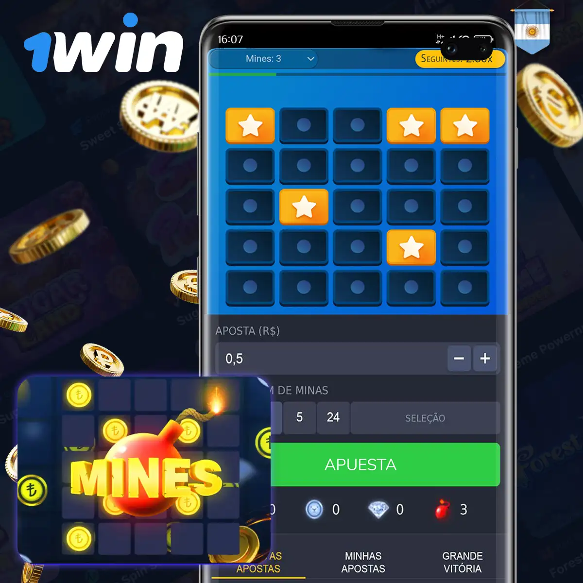 Juego Mines en 1Win Argentina