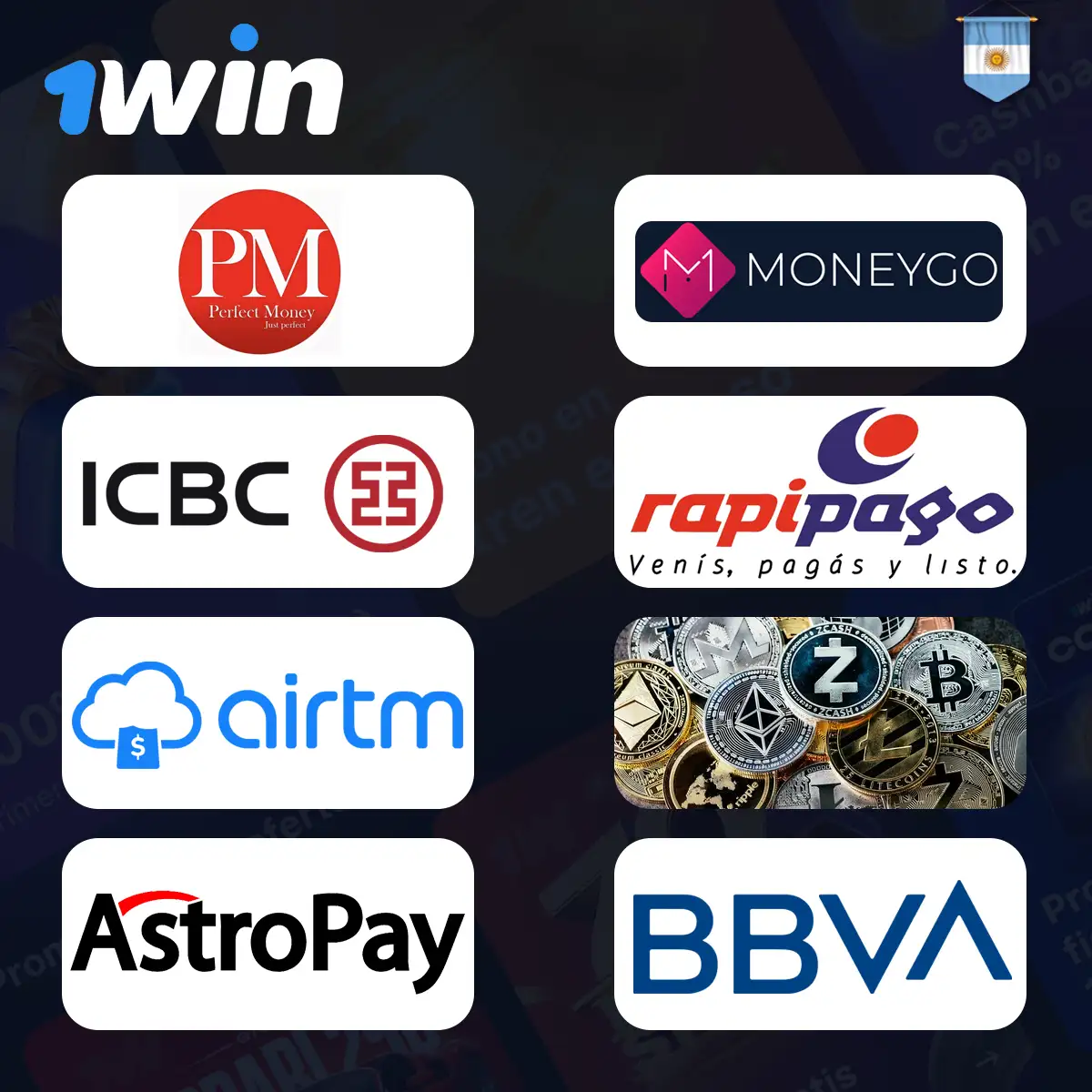 Consulta las formas de pago disponibles en 1win Argentina