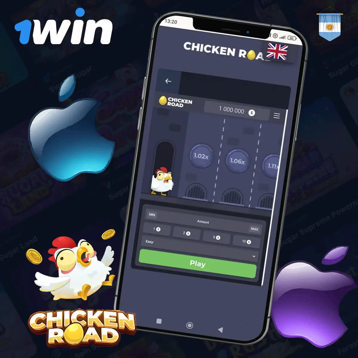 Descarga la aplicación 1Win en iOS para jugar a Chicken Road