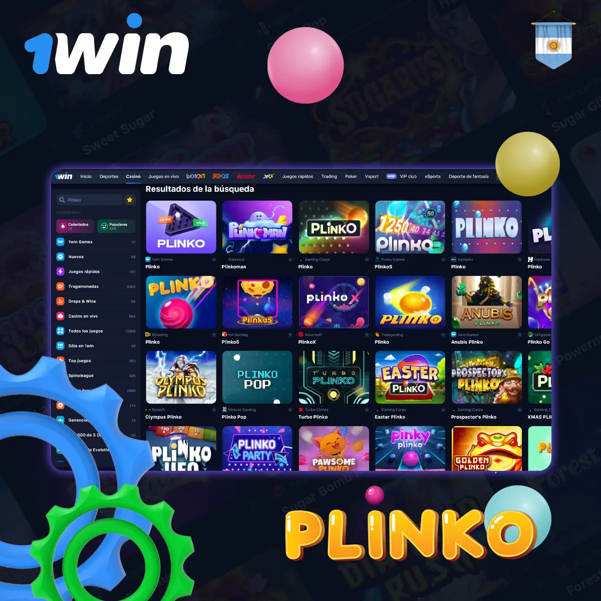 Características principales de Plinko 1Win