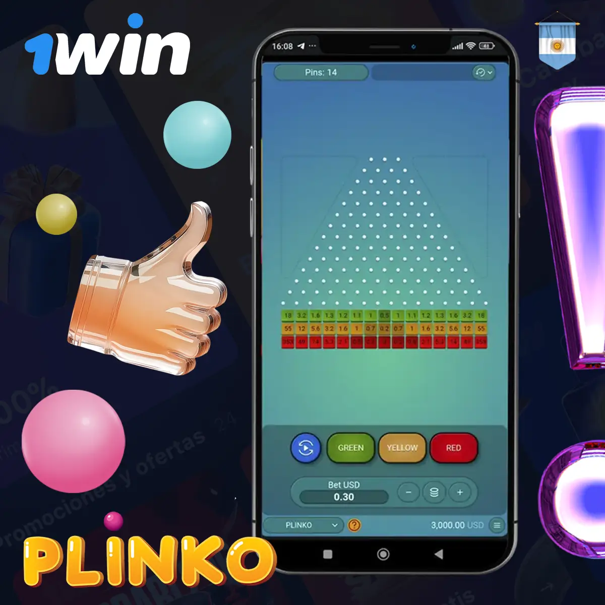 Beneficios de jugar Plinko 1Win Argentina